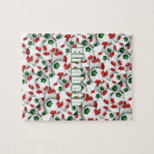 赤い緑のチームの色の女の子の男の子 ジグソーパズル (横)