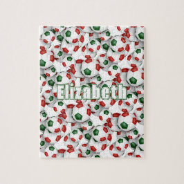 赤い緑のチームの色の女の子の男の子 ジグソーパズル