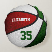 赤い緑のチームカラーバスケットボール10代 ラウンドクッション (裏面)