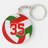 赤い緑のチームカラー女の子の男の子バレーボール キーホルダー (裏面)