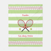 赤い緑のテニスラケットパーソナライズされた フリースブランケット (正面)