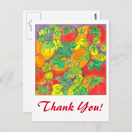 赤い緑のトマト水の色ありがとう ポストカード (正面/裏面)