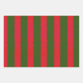 赤い緑のドットストライプパターン ラッピングペーパーシート (正面2)