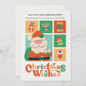 赤い緑のドードルキュートなサンタクロースのクリスマスウィッシュ 招待状 (正面/裏面)