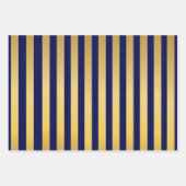 赤い緑のネイビーブルーの金ゴールドパタストライプーン ラッピングペーパーシート (正面3)