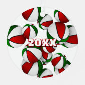 赤い緑のバスケットとアスリート名記念 メタルオーナメント (裏面)