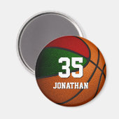 赤い緑のバスケットボールのチームカラー マグネット (正面/裏面)