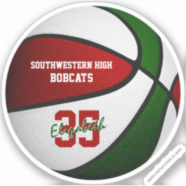 赤い緑のバスケットボールの女の子の男の子チームカラー シール