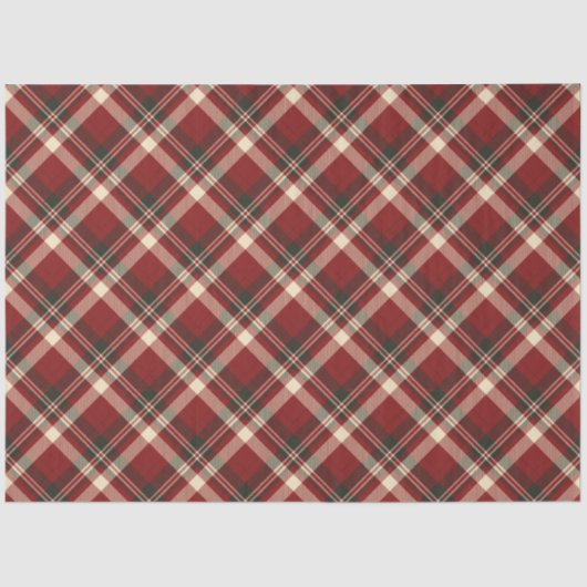 赤い緑のバッファローの格子模様クリスマス 薄葉紙 (正面)
