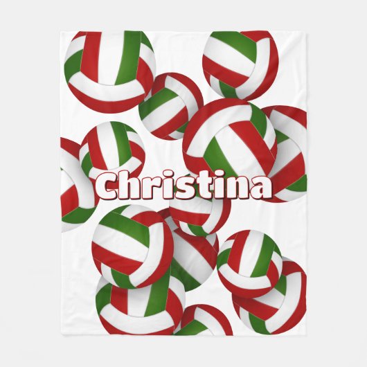 赤い緑のバレーボール女の子スポーツルームの装飾 フリースブランケット (正面)