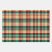 赤い緑のバーラッププレイドクリスマス ラッピングペーパーシート (正面3)