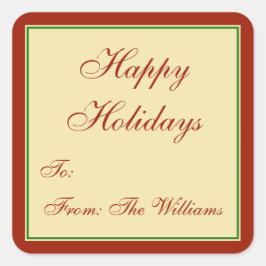 赤い緑のパーソナライズされたクリスマスプレゼントラベル スクエアシール