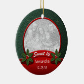 赤い緑のヒイラギのクリスマスの菓子16のオーナメント セラミックオーナメント (右)