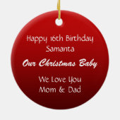 赤い緑のヒイラギのクリスマスの菓子16のオーナメント セラミックオーナメント (裏面)