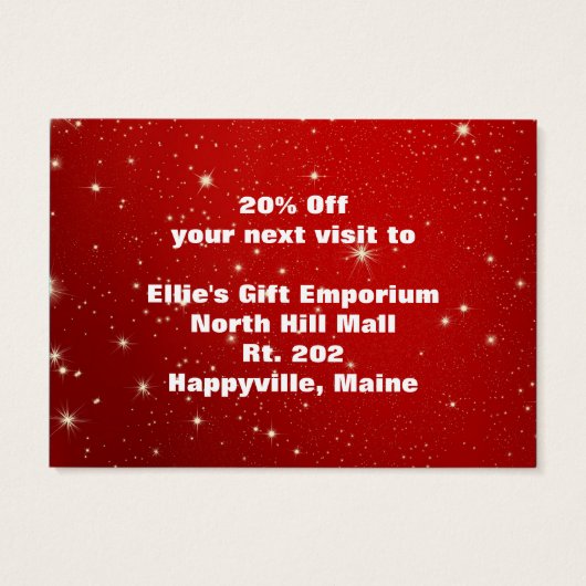 赤い緑のビッグボウのビジネスのギフトカード証明書 (裏面)