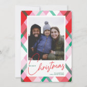 赤い緑のピンクのクリスマスプレッドフォトカード シーズンカード (正面)