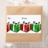 赤い緑のプレゼントがクリスマスプレゼントのラベルラベルを弓 ラベル (インサイチュ)