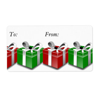 赤い緑のプレゼントがクリスマスプレゼントのラベルラベルを弓 ラベル