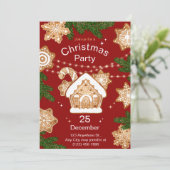 赤い緑のベージュ色図解入りの、写真付きの 招待状 (スタンド正面)