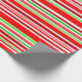 赤い緑のホワイトクリスマスのキャンディ・ケーンのスタイルは縞で飾ります ラッピングペーパー (角)