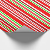赤い緑のホワイトクリスマスのキャンディ・ケーンのスタイルは縞で飾ります ラッピングペーパー (角)