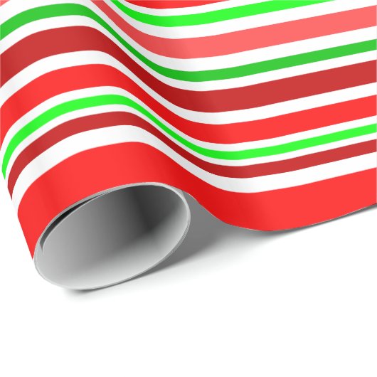 赤い緑のホワイトクリスマスのキャンディ・ケーンのスタイルは縞で飾ります ラッピングペーパー (ロールコーナー)
