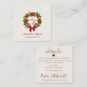 赤い緑のポインセチア・モノグラム結婚クリスマス エンクロージャーカード (正面/裏面)
