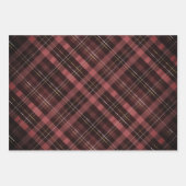 赤い緑のマルーンの茶色はクリスマスパターンをチェック ラッピングペーパーシート (正面3)