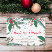 赤い緑のミスタントウの水色クリスマスブランチ 招待状