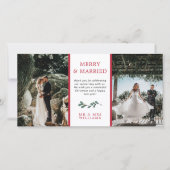 赤い緑のミストレメリートー結婚したクリスマス感謝してい サンキューカード (正面)