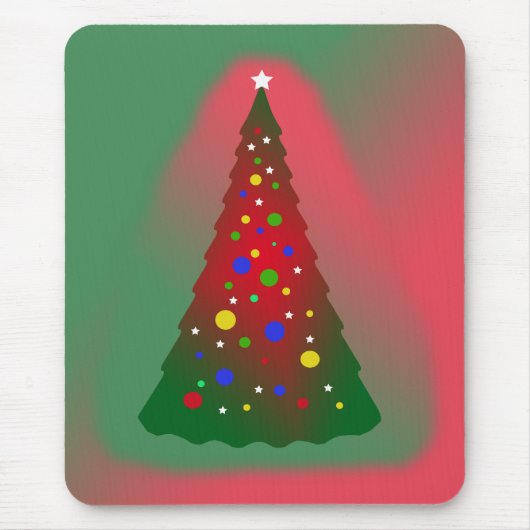 赤い緑のメリークリスマスツリー マウスパッド (正面)
