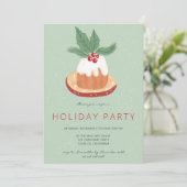 赤い緑のヤドリギ素朴なクリスマスケーキパーティー 招待状 (スタンド正面)