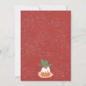 赤い緑のヤドリギ素朴なクリスマスケーキパーティー 招待状 (裏面)