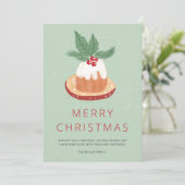 赤い緑のヤドリギ素朴なメリークリスマスケーキ カード (スタンド正面)
