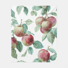 赤い緑のリンゴの果実のパターン水の色素朴 フリースブランケット