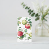 赤い緑のリンゴの果実のパターン水の色素朴 名刺 (スタンド正面)