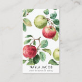 赤い緑のリンゴの果実のパターン水の色素朴 名刺 (正面)