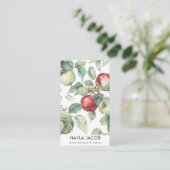 赤い緑のリンゴの果実のパターン水の色素朴 名刺 (スタンド正面)