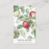 赤い緑のリンゴの果実のパターン水の色素朴 名刺 (正面)