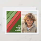 赤い緑のレトロストライプ- 1枚の写真 シーズンカード (正面)