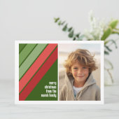 赤い緑のレトロストライプ- 1枚の写真 シーズンカード (スタンド正面)