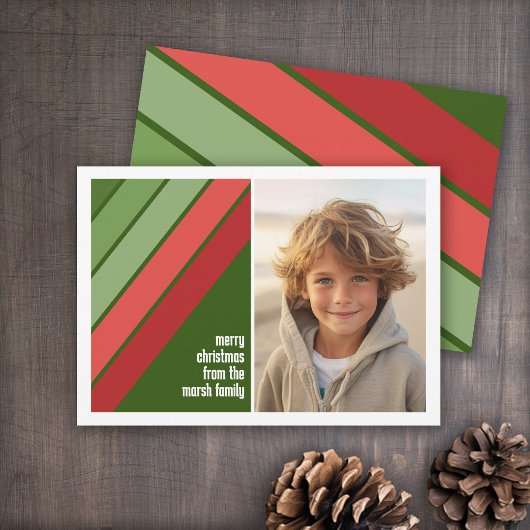 赤い緑のレトロストライプ- 1枚の写真 シーズンカード