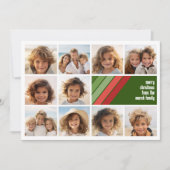 赤い緑のレトロストライプ- 10フォトコラージュ シーズンカード (正面)