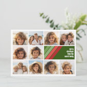 赤い緑のレトロストライプ- 10フォトコラージュ シーズンカード (スタンド正面)