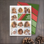 赤い緑のレトロストライプ- 10フォトコラージュ シーズンカード