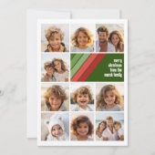 赤い緑のレトロストライプ- 10フォトコラージュ シーズンカード (正面)