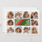 赤い緑のレトロストライプ- 10フォトコラージュ シーズンカード (正面)