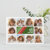 赤い緑のレトロストライプ- 10フォトコラージュ シーズンカード (スタンド正面)