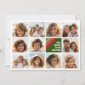 赤い緑のレトロストライプ- 11フォトコラージュ シーズンカード (正面)