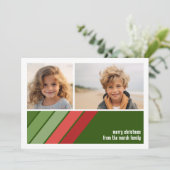 赤い緑のレトロストライプ- 2フォトコラージュ シーズンカード (スタンド正面)